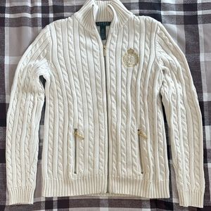 Ralph Lauren Cable Knit Logo Full-Zip Sweater